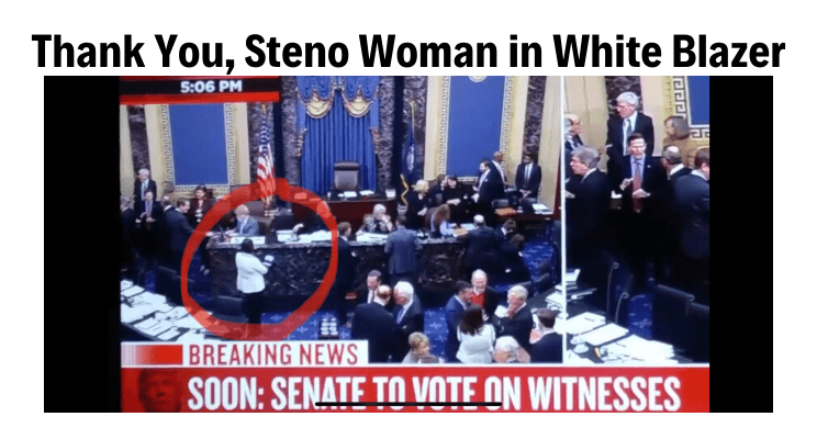 Thank You, Steno Woman in White Blazer